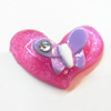 Resin Cabochons, No Hole Headwear & Costume Accessory, Heart with Acrylic Zircon 22x33mm, Sold by Bag