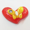 Resin Cabochons, No Hole Headwear & Costume Accessory, Heart with Acrylic Zircon 22x33mm, Sold by Bag