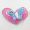 Resin Cabochons, No Hole Headwear & Costume Accessory, Heart with Acrylic Zircon 22x33mm, Sold by Bag