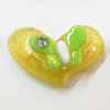 Resin Cabochons, No Hole Headwear & Costume Accessory, Heart with Acrylic Zircon 22x33mm, Sold by Bag