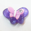 Resin Cabochons, No Hole Headwear & Costume Accessory, Butterfly with Acrylic Zircon 20x31mm, Sold by Bag