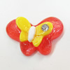 Resin Cabochons, No Hole Headwear & Costume Accessory, Butterfly with Acrylic Zircon 20x31mm, Sold by Bag