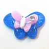 Resin Cabochons, No Hole Headwear & Costume Accessory, Butterfly with Acrylic Zircon 20x31mm, Sold by Bag