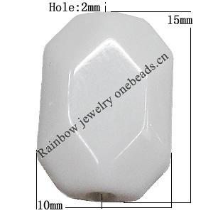 Imitate Jade Painted Acrylic Beads, Polygon 15x10mm Hole:2mm Sold by Bag