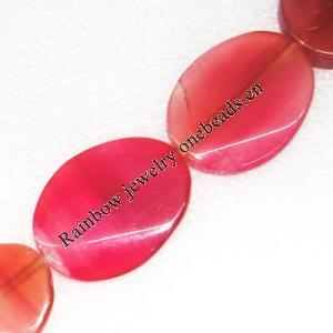 Gemstone beads, Agate(dyed), Flat Oval 40x30mm, sold per 16-inch strand