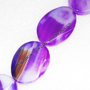 Gemstone beads, Agate(dyed), Flat Oval 41x30mm, sold per 16-inch strand