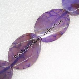 Gemstone beads, Agate(dyed), Flat Oval 41x31mm, sold per 16-inch strand