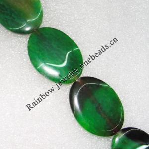 Gemstone beads, Agate(dyed), Flat Oval 39x29mm, sold per 16-inch strand