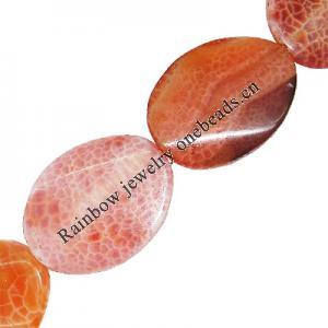 Gemstone beads, Agate(dyed), Flat Oval 39x30mm, sold per 16-inch strand