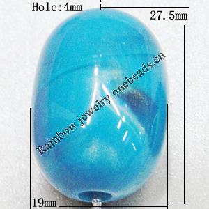 Imitate Jade Painted Acrylic Beads, Oval 27.5x19mm Hole:4mm Sold by Bag