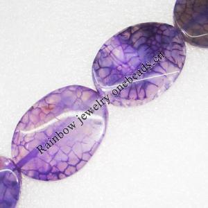 Gemstone beads, Agate(dyed), Flat Oval 40x30mm, sold per 16-inch strand