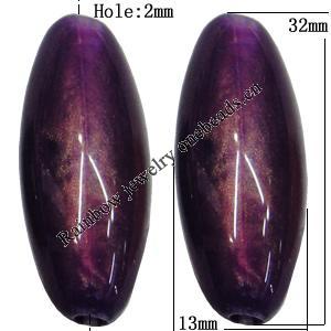 Imitate Jade Painted Acrylic Beads, Horse Eye 32x13mm Hole:2mm Sold by Bag