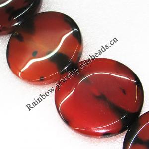 Gemstone beads, Agate(dyed), Round 36x10mm, sold per 16-inch strand