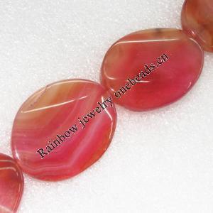 Gemstone beads, Agate(dyed), Flat Oval 40x30x7mm, sold per 16-inch strand