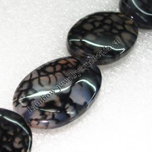 Gemstone beads, Agate(dyed), Flat Oval 36x24x5mm, sold per 16-inch strand