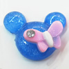 Resin Cabochons, No Hole Headwear & Costume Accessory, Animal head with Acrylic Zircon 25x32mm, Sold by Bag