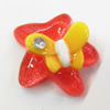 Resin Cabochons, No Hole Headwear & Costume Accessory, Star with Acrylic Zircon 25x26mm, Sold by Bag