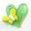 Resin Cabochons, No Hole Headwear & Costume Accessory, Heart with Acrylic Zircon 25x26mm, Sold by Bag