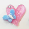 Resin Cabochons, No Hole Headwear & Costume Accessory, Heart with Acrylic Zircon 25x26mm, Sold by Bag