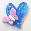 Resin Cabochons, No Hole Headwear & Costume Accessory, Heart with Acrylic Zircon 25x26mm, Sold by Bag