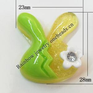 Resin Cabochons, No Hole Headwear & Costume Accessory, Animal Head with Acrylic Zircon 23x28mm, Sold by Bag