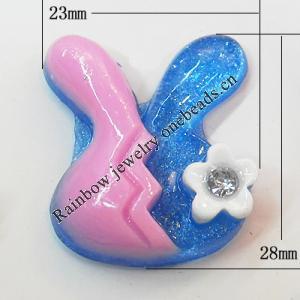 Resin Cabochons, No Hole Headwear & Costume Accessory, Animal Head with Acrylic Zircon 23x28mm, Sold by Bag