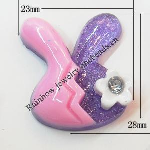 Cabochons, No Hole Headwear & Costume Accessory, Animal Head with Acrylic Zircon 23x28mm, Sold by Bag