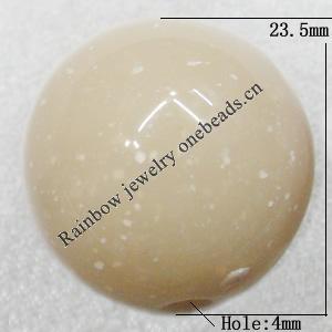 Imitate Jade Acrylic Beads, Round 23.5mm Hole:4mm Sold by Bag