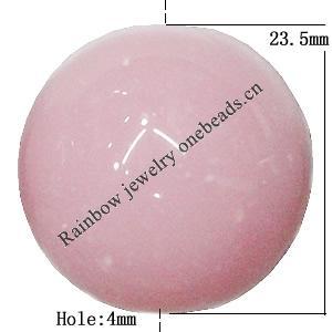 Imitate Jade Acrylic Beads, Round 23.5mm Hole:4mm Sold by Bag