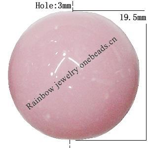 Imitate Jade Acrylic Beads, Round 19.5mm Hole:3mm Sold by Bag