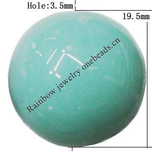 Imitate Jade Acrylic Beads, Round 19.5mm Hole:3.5mm Sold by Bag
