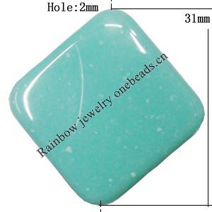 Imitate Jade Acrylic Beads, Diamond 31mm Hole:2mm Sold by Bag