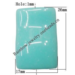 Imitate Jade Acrylic Beads, Rectangle 26x17mm Hole:1mm Sold by Bag