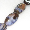 Gemstone beads, Agate(dyed), Flat Oval 38x21x7mm, sold per 16-inch strand
