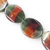 Gemstone beads, Agate(dyed), Flat Oval 38x29x6mm, sold per 16-inch strand
