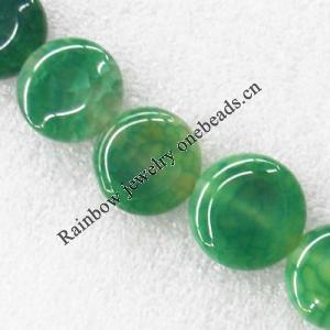 Gemstone beads, Agate(dyed), Flat Round 21x8mm, sold per 16-inch strand