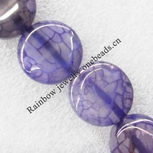 Gemstone beads, Agate(dyed), Round 21x8mm, sold per 16-inch strand