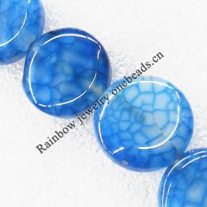 Gemstone beads, Agate(dyed), Flat Round 21x6mm, sold per 16-inch strand