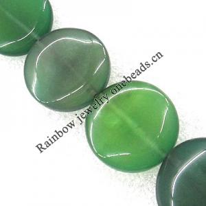 Gemstone beads, Agate(dyed), Flat Round 27x7mm, sold per 16-inch strand