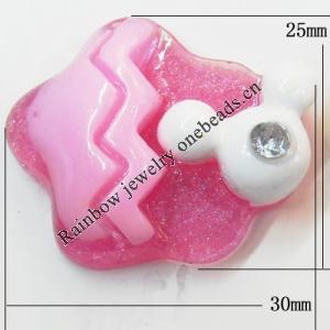 Resin Cabochons, No Hole Headwear & Costume Accessory, Flower with Acrylic Zircon 25x30mm, Sold by Bag