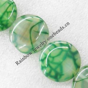 Gemstone beads, Agate(dyed), Flat Round 29x7mm, sold per 16-inch strand