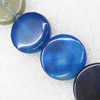 Gemstone beads, Agate(dyed), Flat Round 25x6mm, sold per 16-inch strand