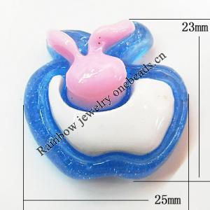 Resin Cabochons, No Hole Headwear & Costume Accessory, Fruit with Acrylic Zircon 25x30mm, Sold by Bag