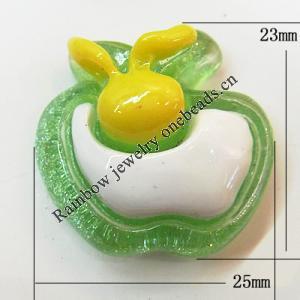 Resin Cabochons, No Hole Headwear & Costume Accessory, Fruit with Acrylic Zircon 25x30mm, Sold by Bag