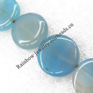 Gemstone beads, Agate(dyed), Flat Round 26x7mm, sold per 16-inch strand