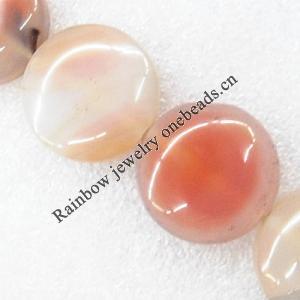 Gemstone beads, Agate(dyed), Flat Round 28x10mm, sold per 16-inch strand