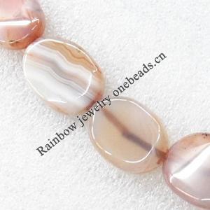 Gemstone beads, Agate(dyed), Flat Oval 28x21x6mm, sold per 16-inch strand
