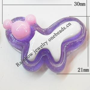 Resin Cabochons, No Hole Headwear & Costume Accessory, Butterfly 21x30mm, Sold by Bag