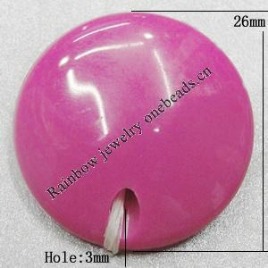  Solid Acrylic Beads, Flat Round 26mm Hole:3mm Sold by Bag 