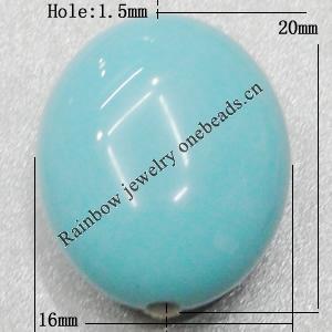  Solid Acrylic Beads, Oval 20x16mm Hole:1.5mm Sold by Bag 